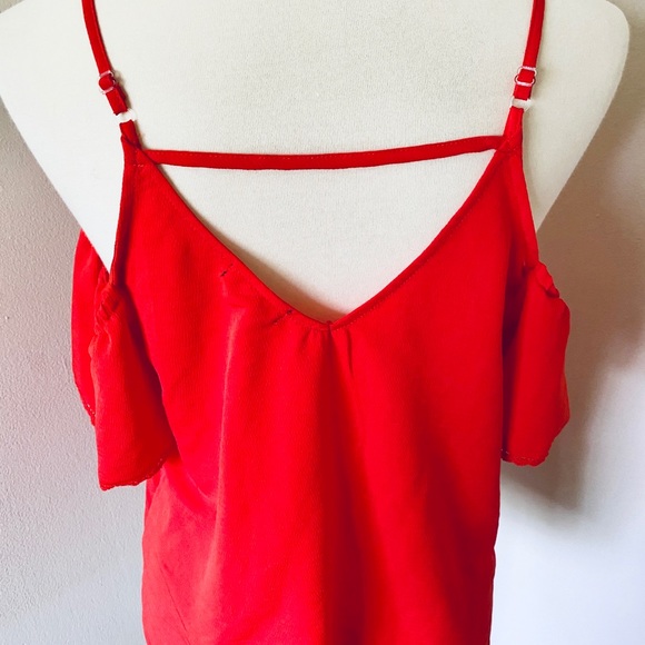 Eyeshadow Red ColdShoulder Eyelet Embroidered Tank - Picture 7 of 7
